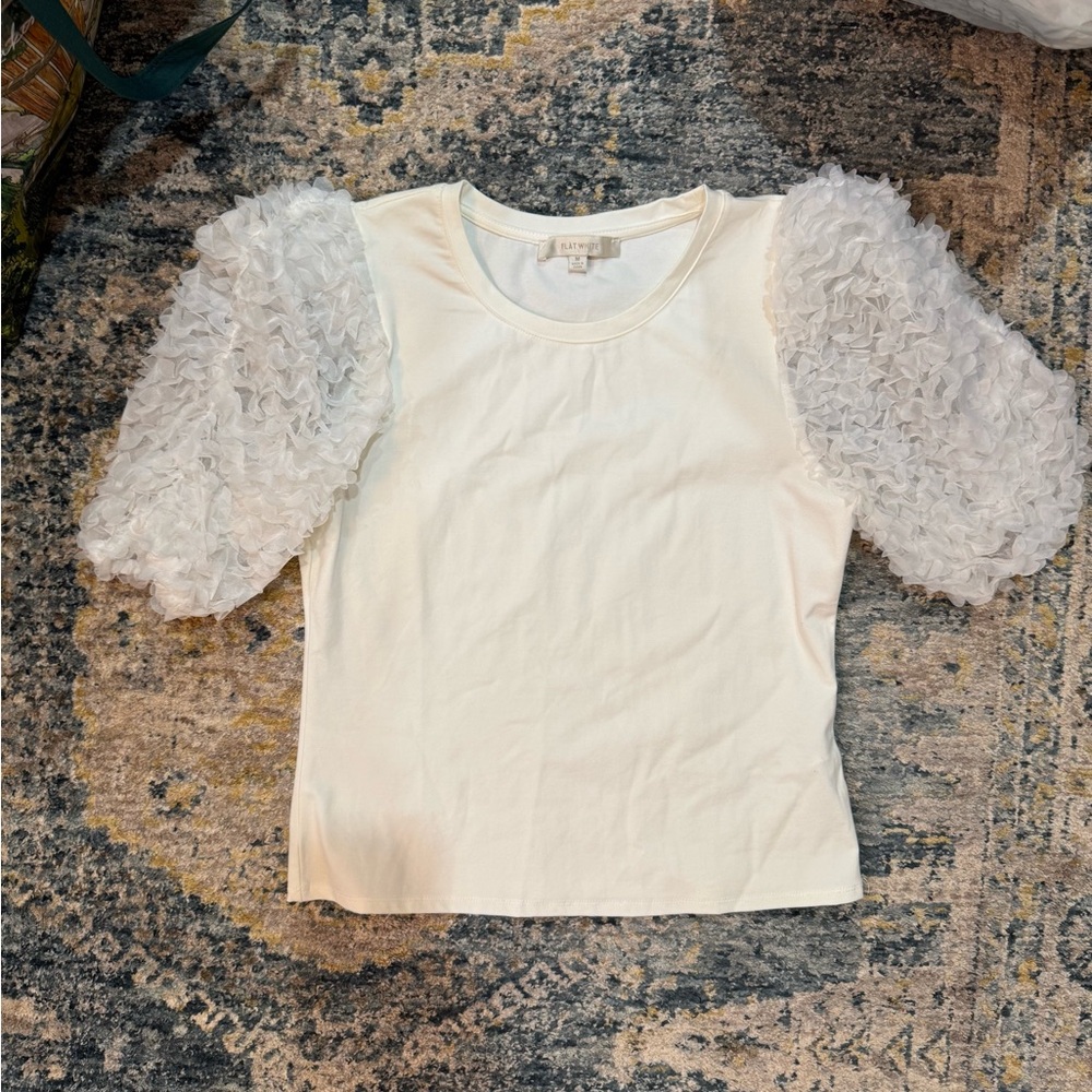 Flat white White Puff Sleeve Top